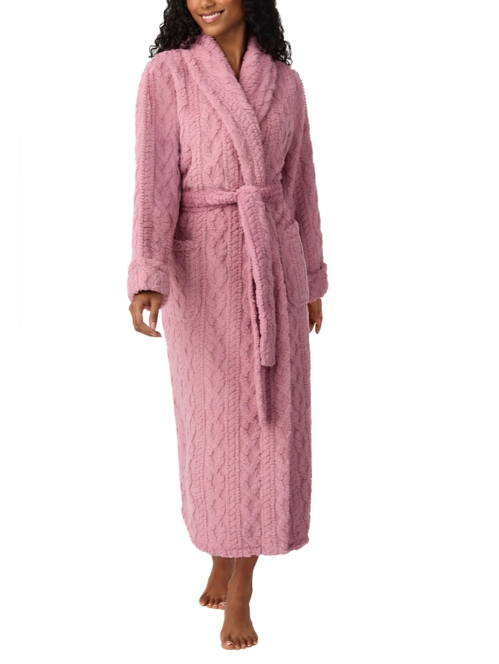 Room Service Pink Cozy Wrap Robe With Pockets Sz XL Available